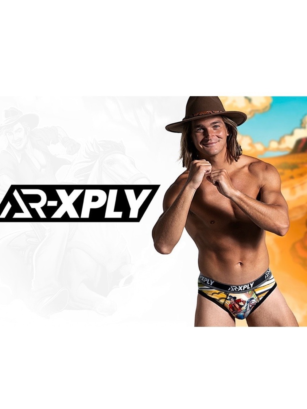 AR-XPLY Men’s Cowboy Graphic Brief in Orange Black